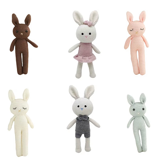 1 PCS New Handmade Crochet Rabbit Wool Doll Wool Animal Stuffed Plush Soothing Handmade Crochet Bunny Deer Fox Lion Baby Doll