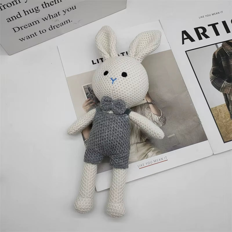 1 PCS New Handmade Crochet Rabbit Wool Doll Wool Animal Stuffed Plush Soothing Handmade Crochet Bunny Deer Fox Lion Baby Doll