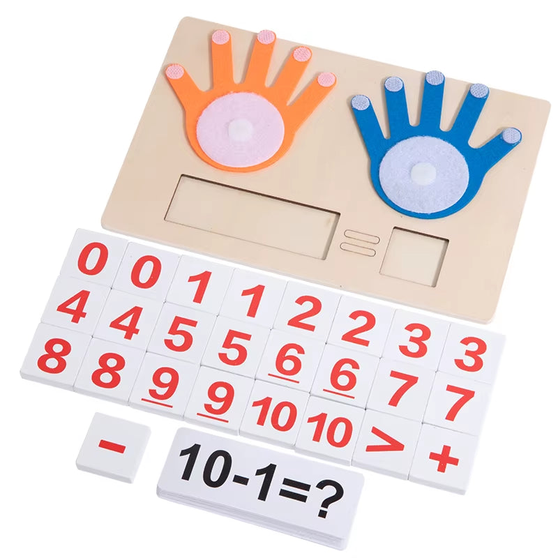 Math Finger Counting Wooden Number Math Learning Games Montessori Toys Intellectual Development Teaching Aids for Toddlers