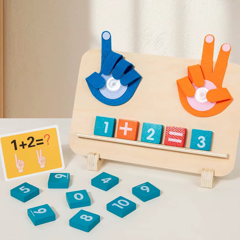 Math Finger Counting Wooden Number Math Learning Games Montessori Toys Intellectual Development Teaching Aids for Toddlers