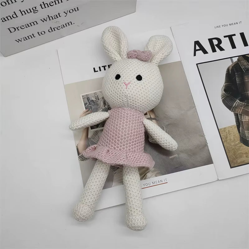 1 PCS New Handmade Crochet Rabbit Wool Doll Wool Animal Stuffed Plush Soothing Handmade Crochet Bunny Deer Fox Lion Baby Doll
