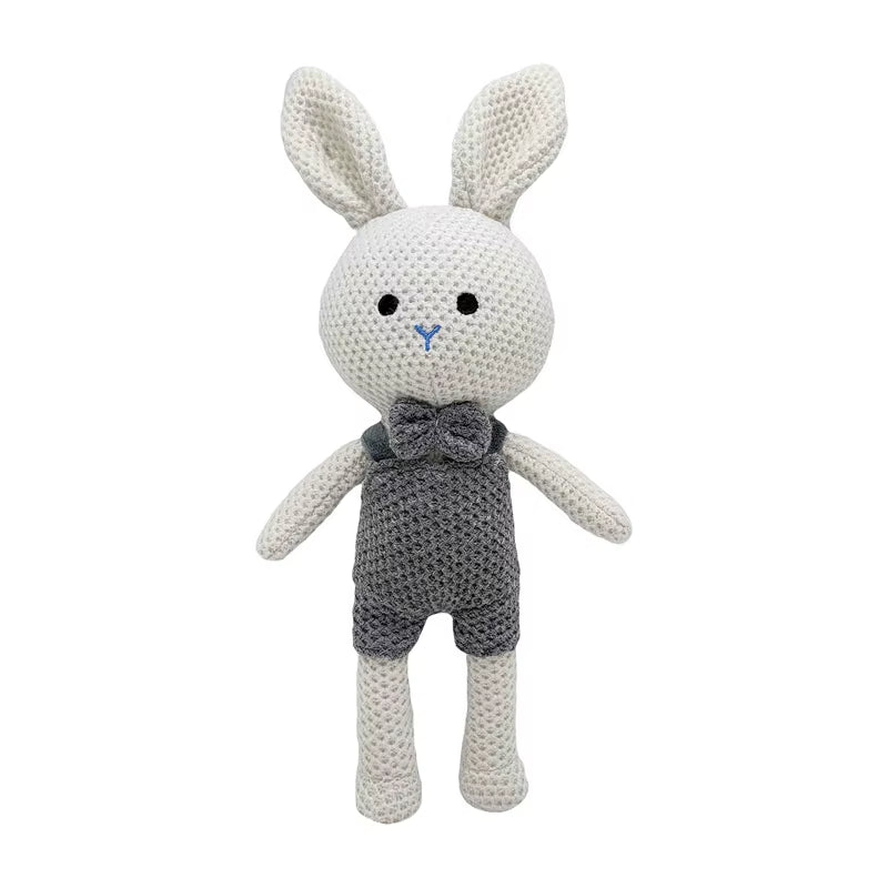 1 PCS New Handmade Crochet Rabbit Wool Doll Wool Animal Stuffed Plush Soothing Handmade Crochet Bunny Deer Fox Lion Baby Doll