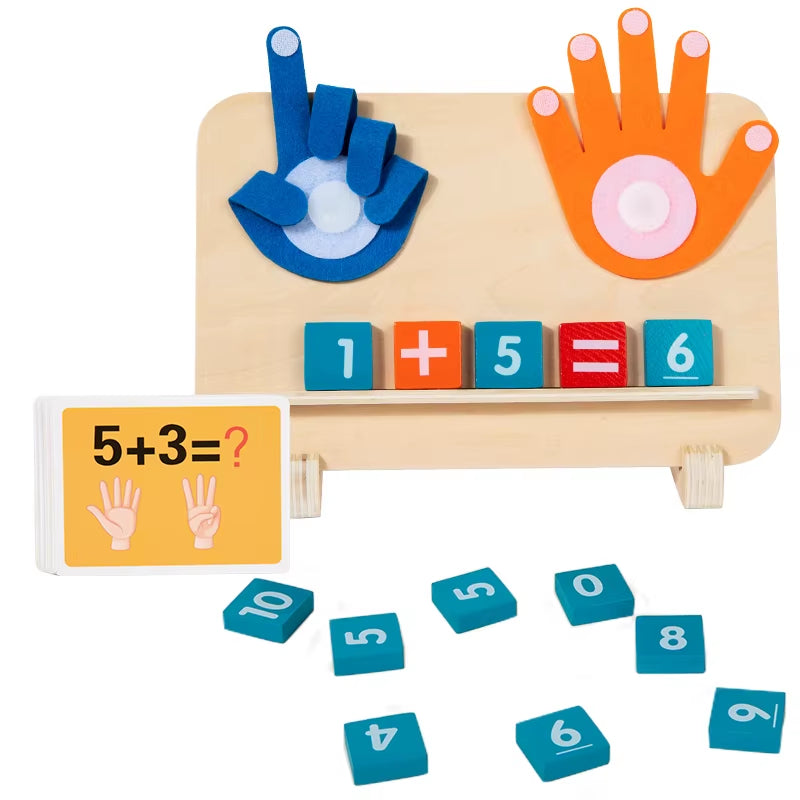 Math Finger Counting Wooden Number Math Learning Games Montessori Toys Intellectual Development Teaching Aids for Toddlers