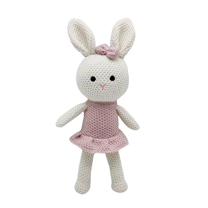 1 PCS New Handmade Crochet Rabbit Wool Doll Wool Animal Stuffed Plush Soothing Handmade Crochet Bunny Deer Fox Lion Baby Doll