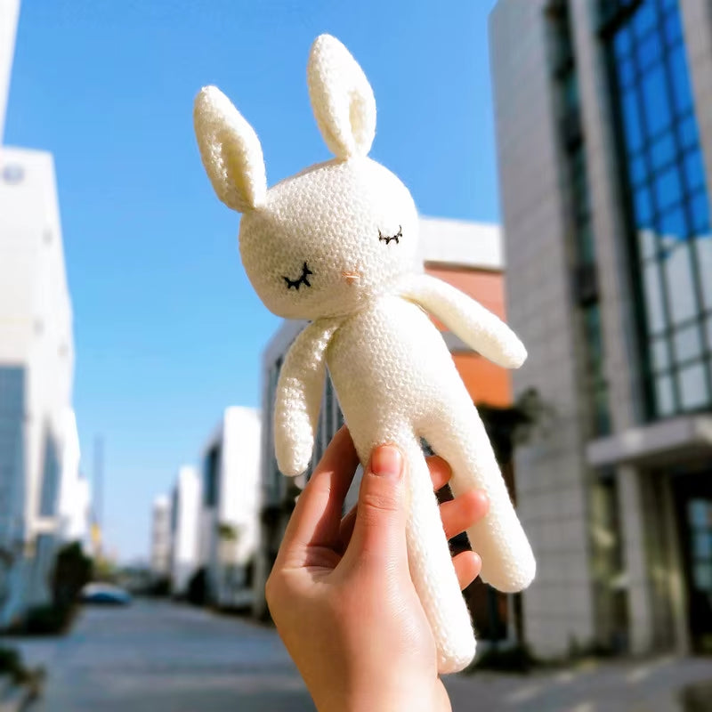 1 PCS New Handmade Crochet Rabbit Wool Doll Wool Animal Stuffed Plush Soothing Handmade Crochet Bunny Deer Fox Lion Baby Doll