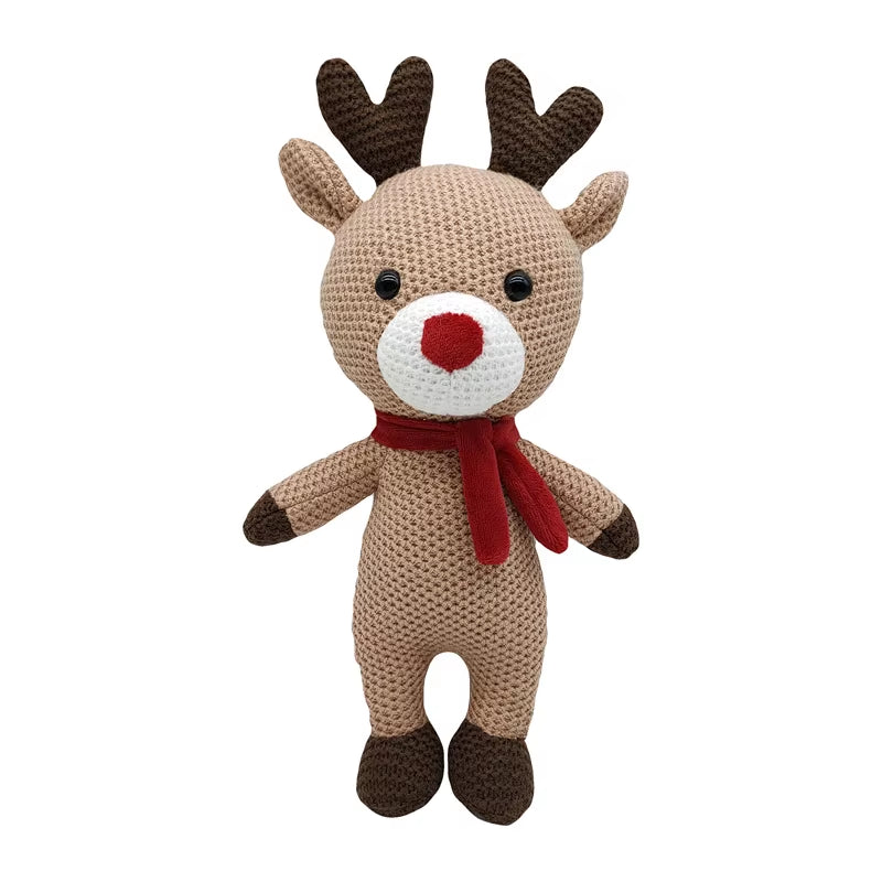 1 PCS New Handmade Crochet Rabbit Wool Doll Wool Animal Stuffed Plush Soothing Handmade Crochet Bunny Deer Fox Lion Baby Doll