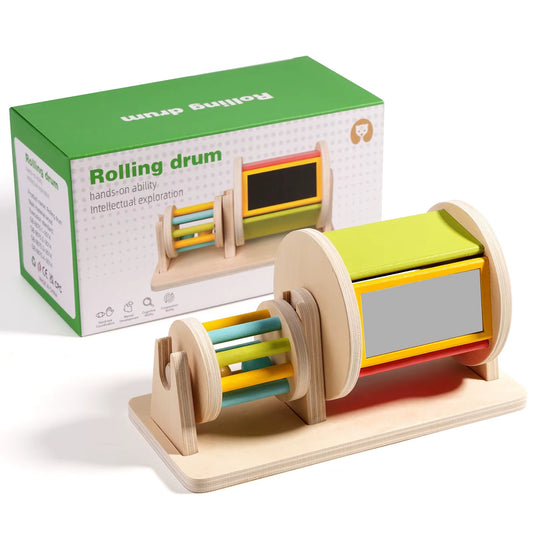 Wooden Rolling Drum Toy Macaroon Color Sorting Baby Fine Motor Skills Sensory Toys Early Educational Montessori Toy Toddler Gift