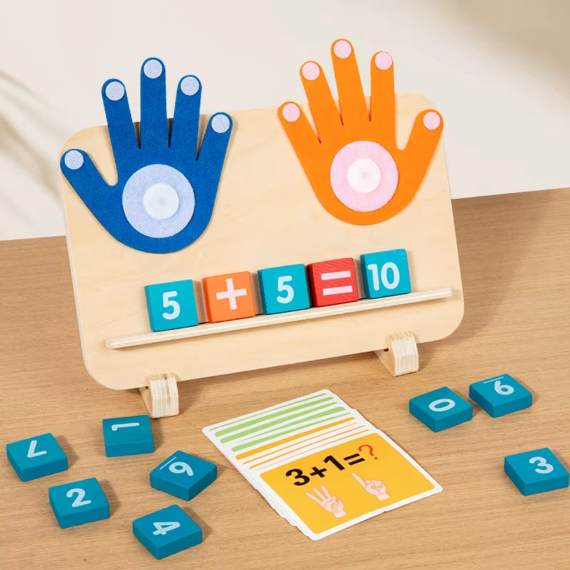 Math Finger Counting Wooden Number Math Learning Games Montessori Toys Intellectual Development Teaching Aids for Toddlers