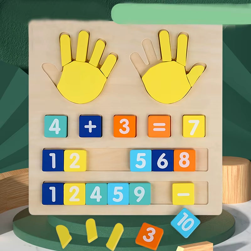 Math Finger Counting Wooden Number Math Learning Games Montessori Toys Intellectual Development Teaching Aids for Toddlers
