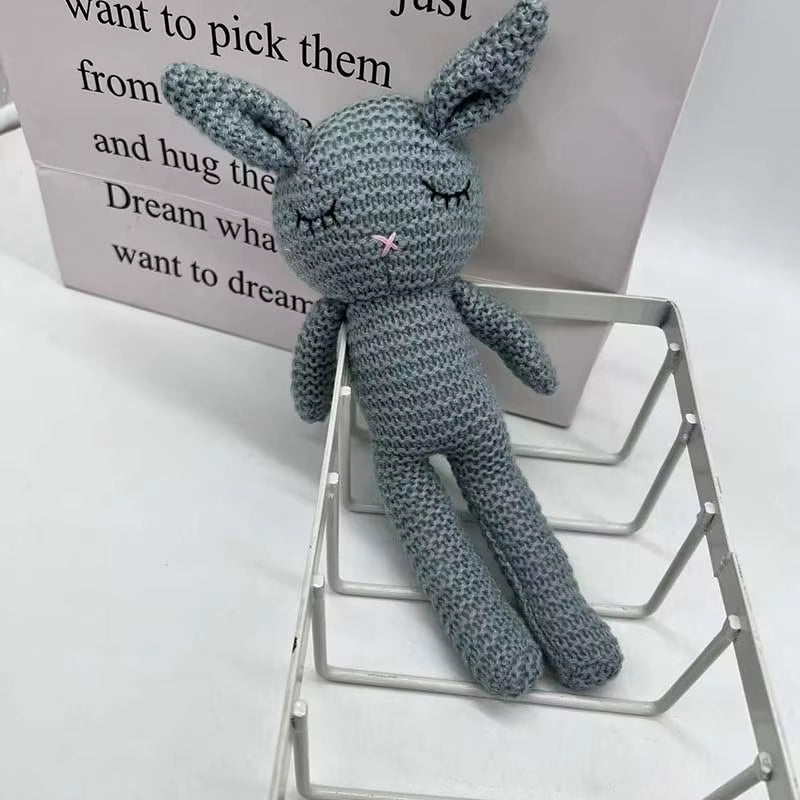 1 PCS New Handmade Crochet Rabbit Wool Doll Wool Animal Stuffed Plush Soothing Handmade Crochet Bunny Deer Fox Lion Baby Doll