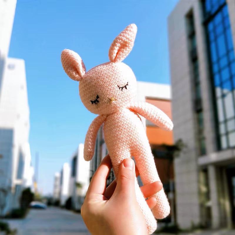 1 PCS New Handmade Crochet Rabbit Wool Doll Wool Animal Stuffed Plush Soothing Handmade Crochet Bunny Deer Fox Lion Baby Doll